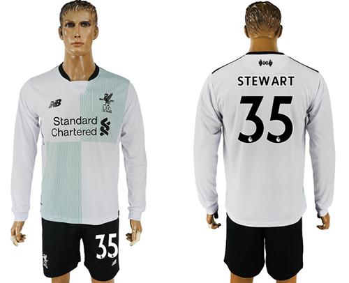 Liverpool #35 Stewart Away Long Sleeves Soccer Club Jersey